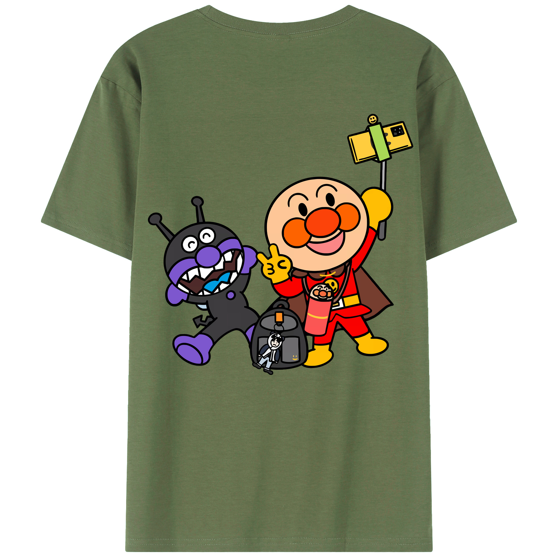 （画像用） アンパンマン Anpanman 綿100％ メンズ半袖Tシャツ（バックプリント） 通気性